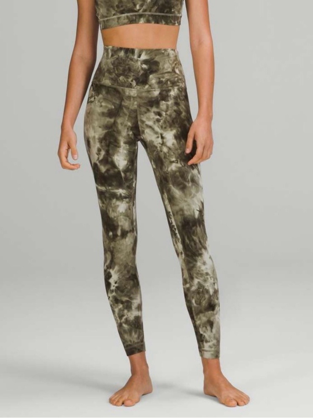 Lululemon Align Pant 25" in Diamond Dye Light Sage Army Green Dark Olive.